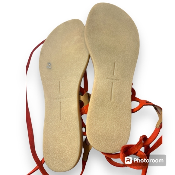 NWOT Dolce Vita Leather lace-up Strappy Orange Jolee Perin Gladiator Sandal - Picture 3 of 11